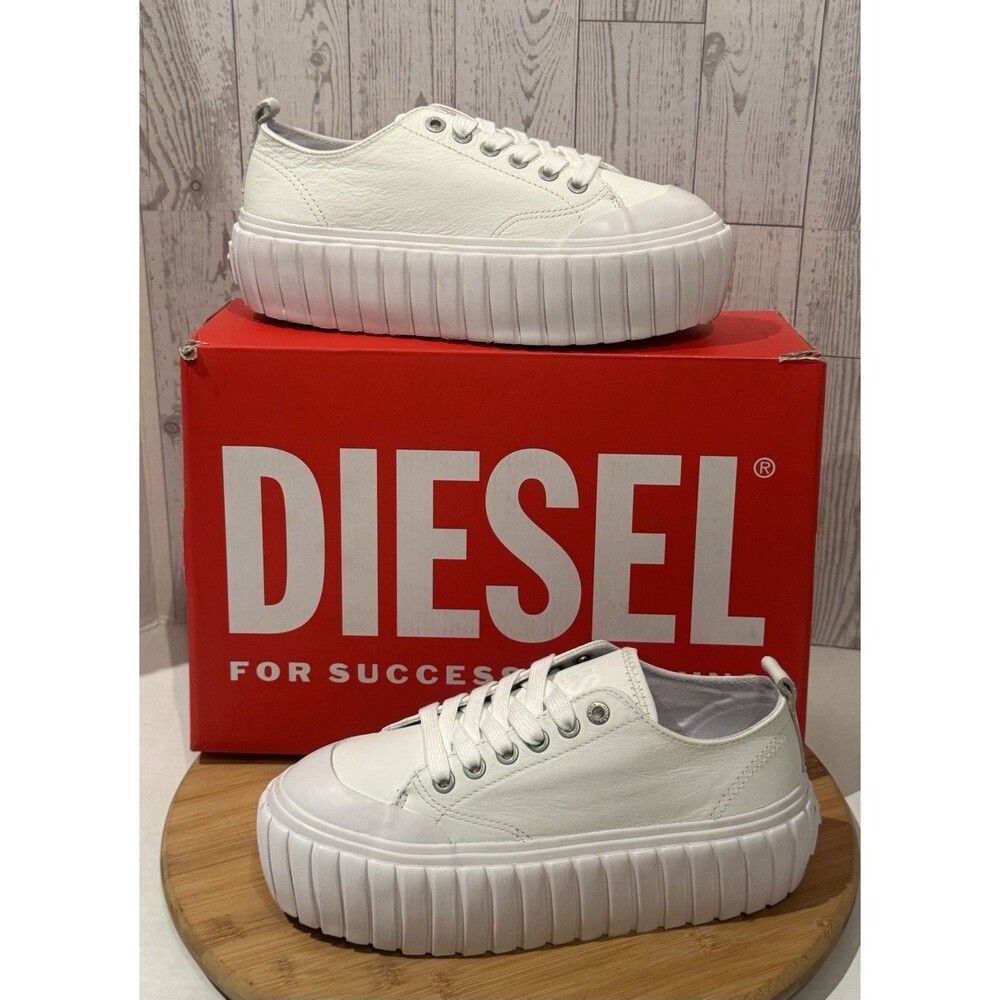 Diesel S-Hanami Low W Womens White Leather Lifestyle Sneakers Shoes 6 Y2K Chunky
